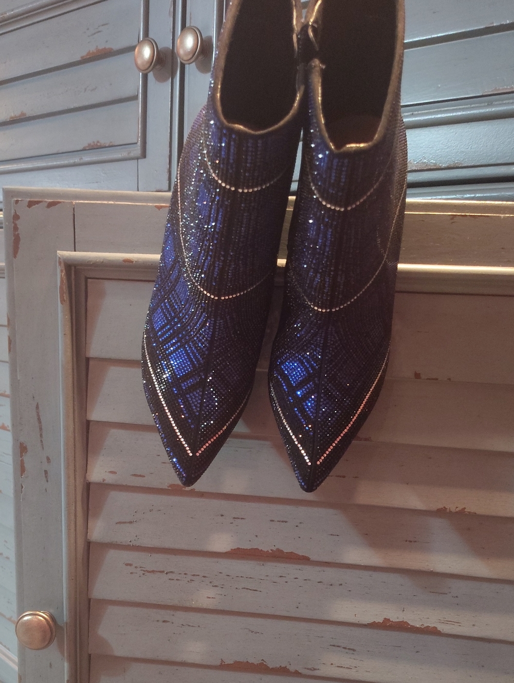 Women's Sparkle Pointed Toe Ankle Boots - Blue